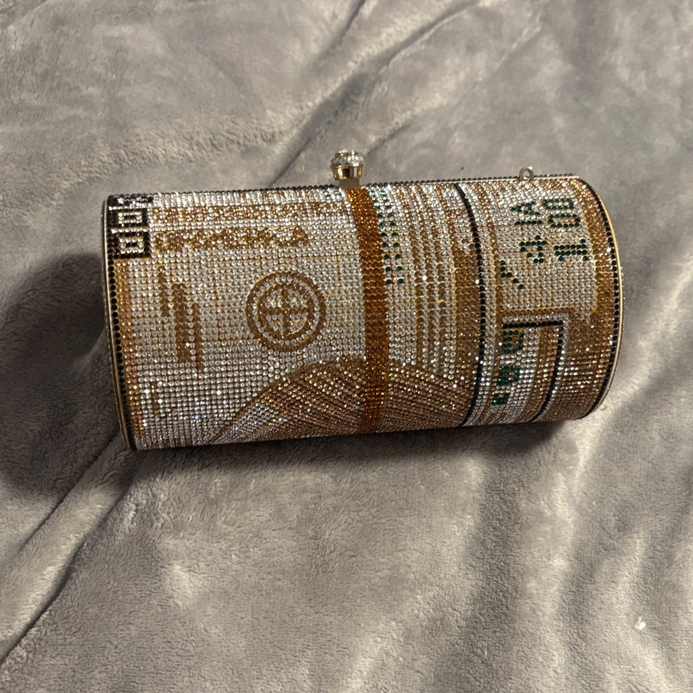 Elegant Rhinestone Clutch in Gold and Silver